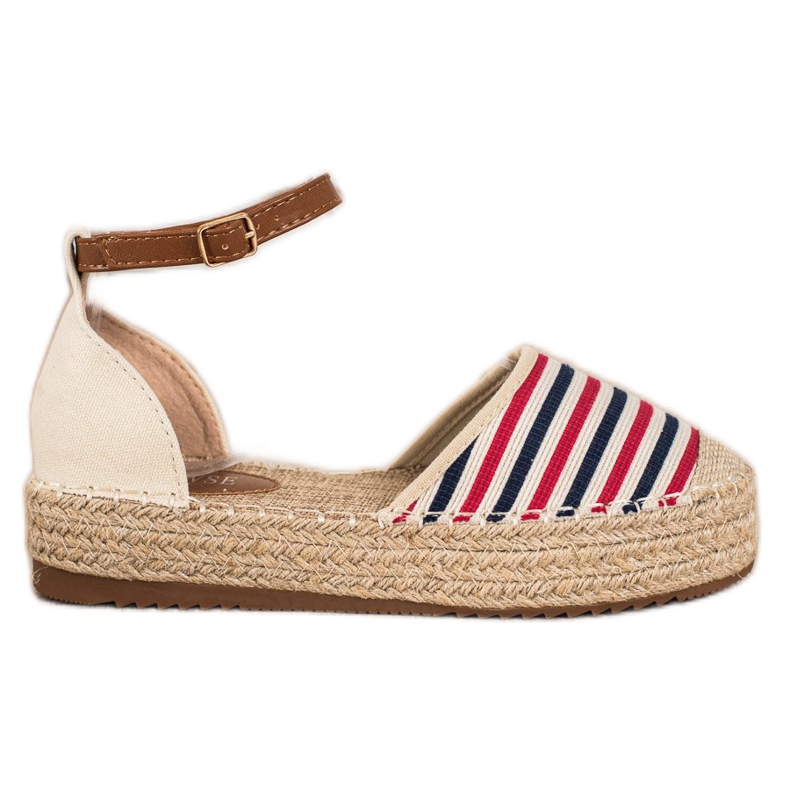 Clowse Alpargatas Rayas Con Hebilla beige rojo multicolor