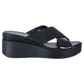 Weide Pantuflas de cuña negras negro