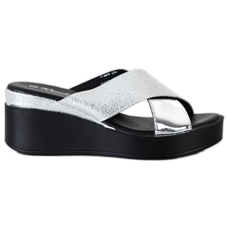 Weide Pantuflas de cuña plateadas plata Weide Pantuflas de cuña plateadas plata