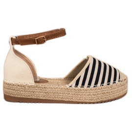Clowse Alpargatas Rayas Con Hebilla beige marrón negro