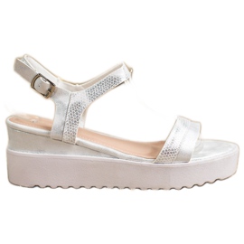 Bestelle Sandalias de cuña relucientes blanco