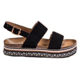 Ideal Shoes Sandalias de gamuza en la plataforma negro