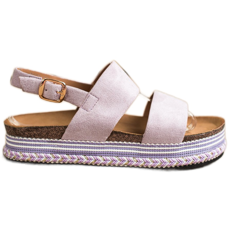 Ideal Shoes Sandalias de gamuza en la plataforma violeta
