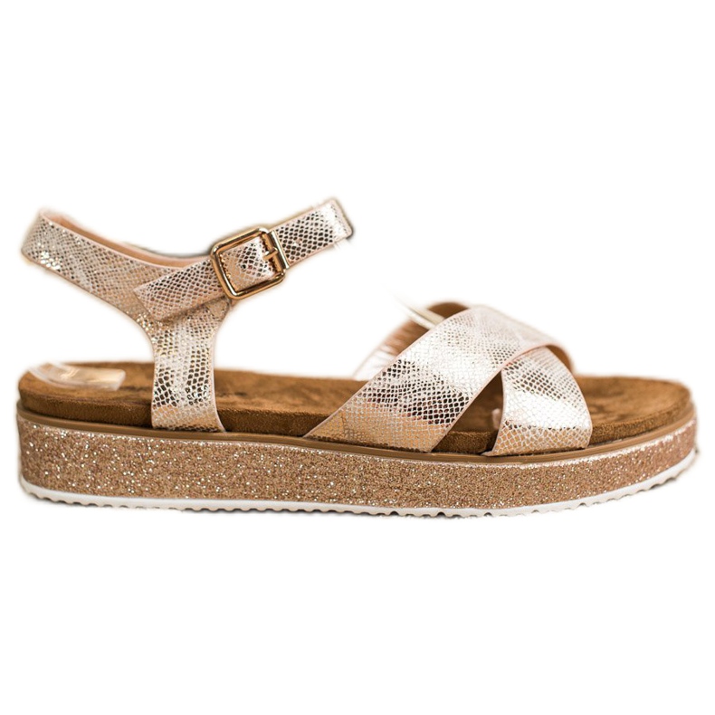 Bestelle Sandalias en la plataforma con purpurina dorado
