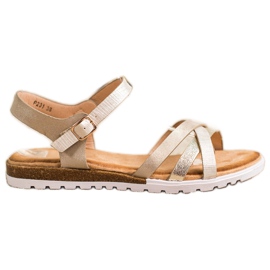 SHELOVET Cómodas sandalias doradas dorado