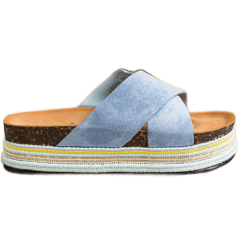 SHELOVET Pantuflas de Ante Azul