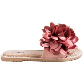 SHELOVET Pantuflas rosas con flor
