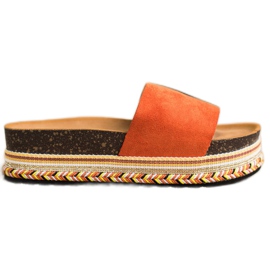 SHELOVET Cómodas pantuflas de gamuza naranja