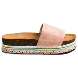 SHELOVET Cómodas pantuflas de gamuza rosa