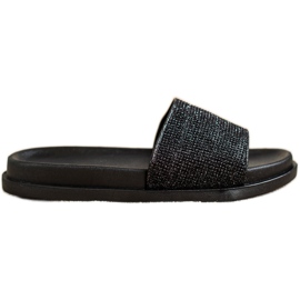 SHELOVET Pantuflas Negras Brillantes negro SHELOVET Pantuflas Negras Brillantes negro