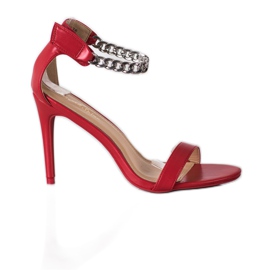 SHELOVET Sandalias de tacón alto con cadena rojo