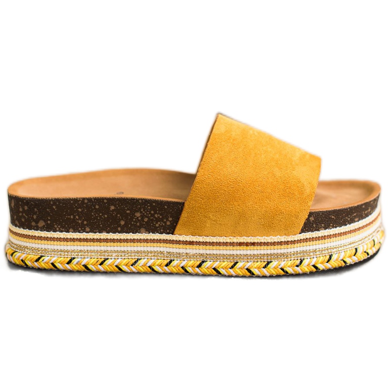 SHELOVET Cómodas pantuflas de gamuza amarillo