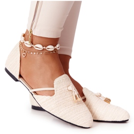 Bailarina Spitz Con Línea Trenzada Lu Boo Beige