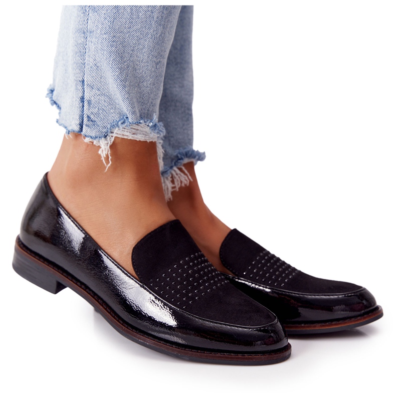 Mocasines de mujer lacados Sergio Leone PB254 Negro