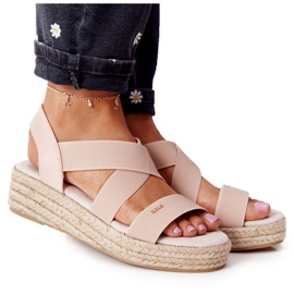 Sandalias de cuña con canalé Big Star HH274413 Rosa rosado