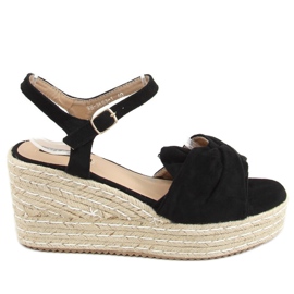 Sandalias negras alpargatas con cuñas WH-3K63 Negro