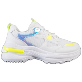 SHELOVET Zapatillas con inserciones amarillas blanco