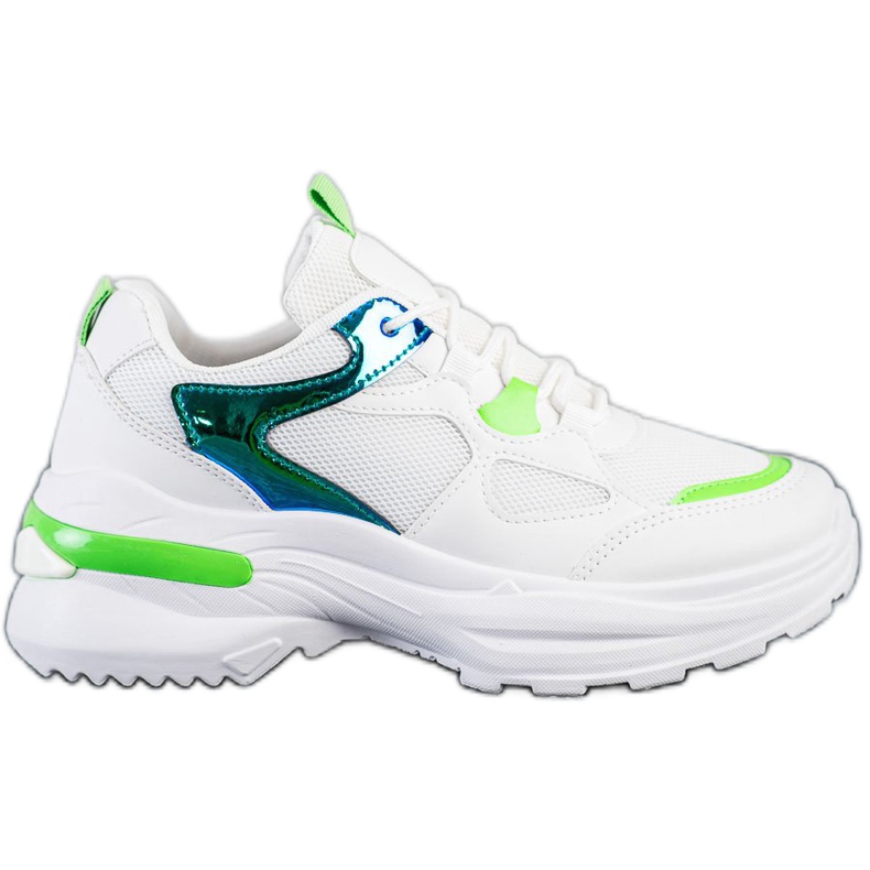 SHELOVET Zapatillas con inserciones verdes blanco SHELOVET Zapatillas con inserciones verdes blanco