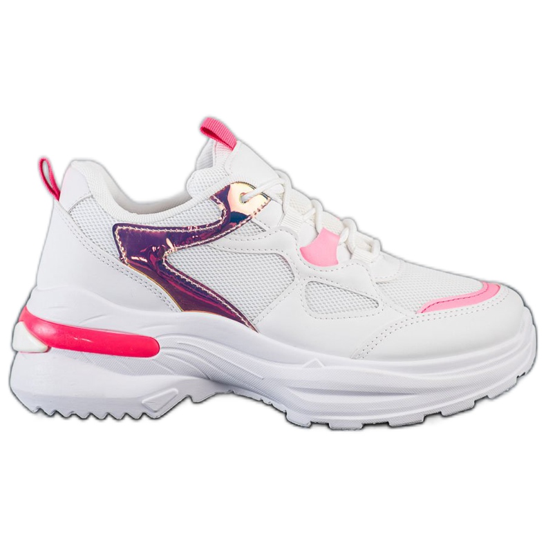 SHELOVET Zapatillas con inserciones rosas blanco