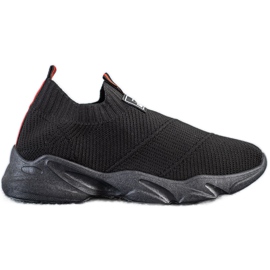 SHELOVET Zapatillas de deporte negras sin cordones de moda negro