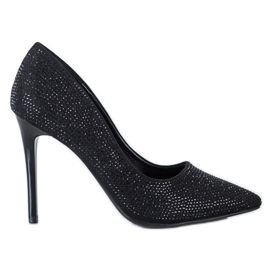 SHELOVET Tacones altos negros con cristales