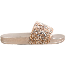 SHELOVET Zapatillas con adornos dorado