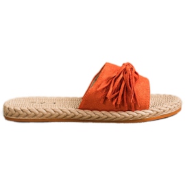 SHELOVET Zapatillas Con Flecos naranja