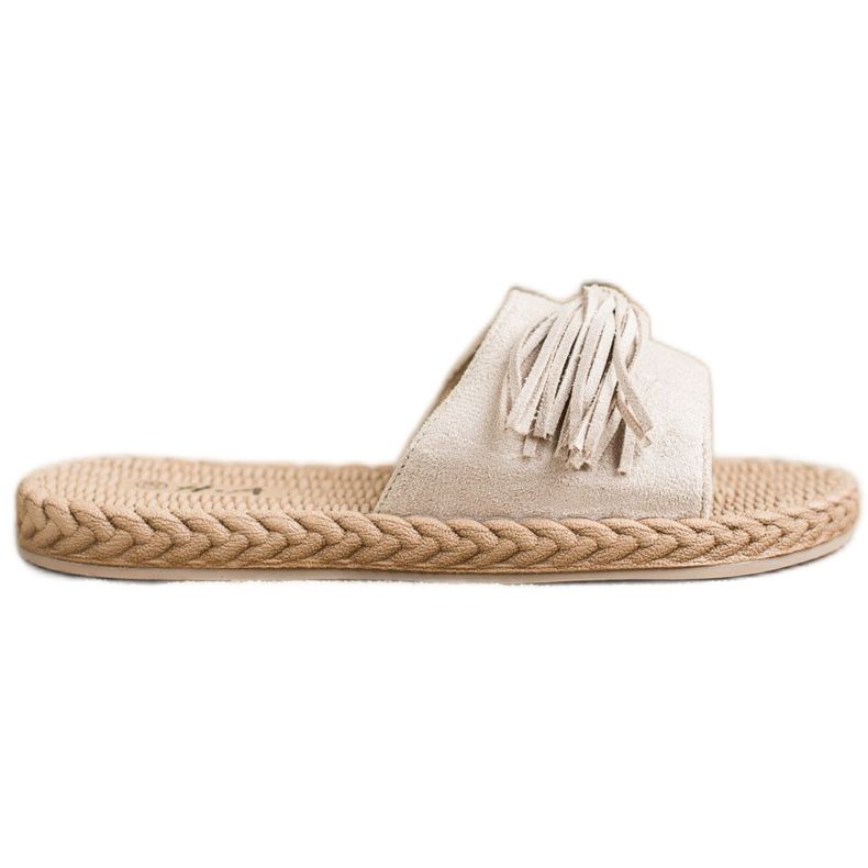 SHELOVET Zapatillas Con Flecos beige