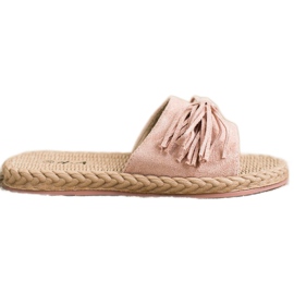 SHELOVET Zapatillas Con Flecos rosa