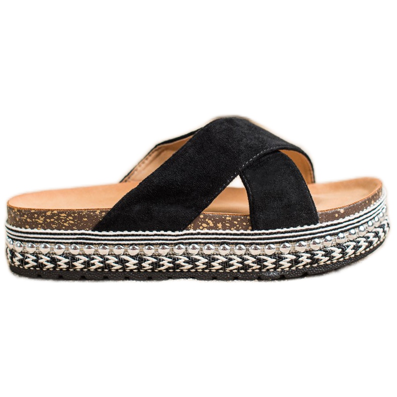Queen Vivi Zapatillas negras en la plataforma decorativa negro