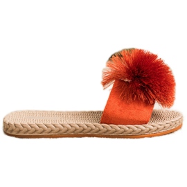 Bestelle Pantuflas Con Pompón naranja