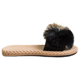 Bestelle Pantuflas Con Pompón negro Bestelle Pantuflas Con Pompón negro