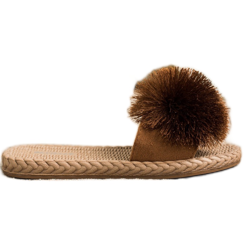 Bestelle Pantuflas Con Pompón marrón