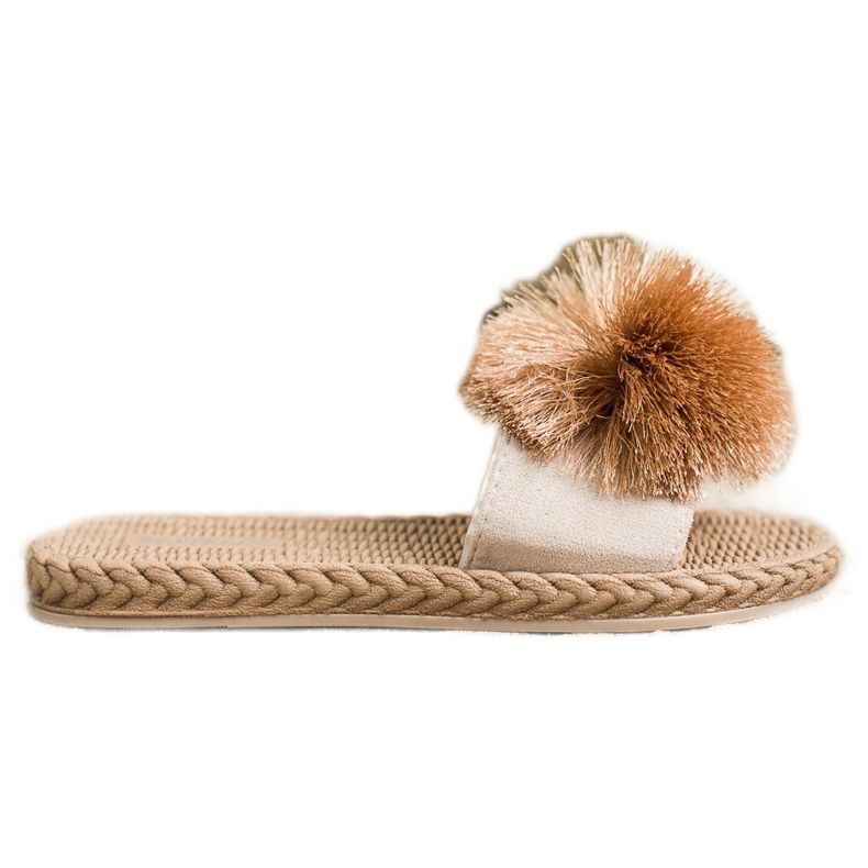 Bestelle Pantuflas Con Pompón beige marrón