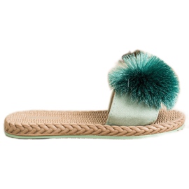 Bestelle Pantuflas Con Pompón verde