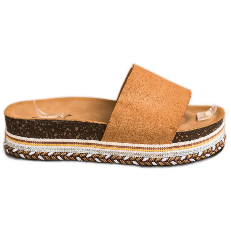SHELOVET Cómodas pantuflas de gamuza marrón
