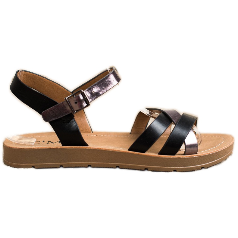 Cm Paris Sandalias cómodas de cuero ecológico negro