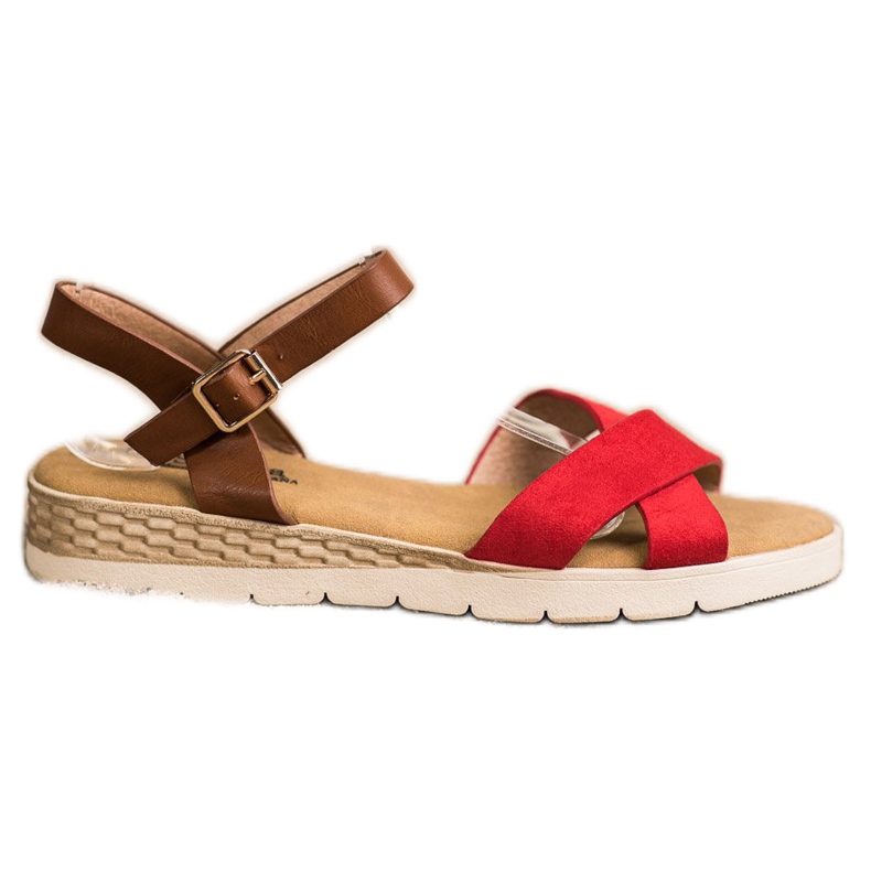 SHELOVET Sandalias casuales con hebilla marrón rojo