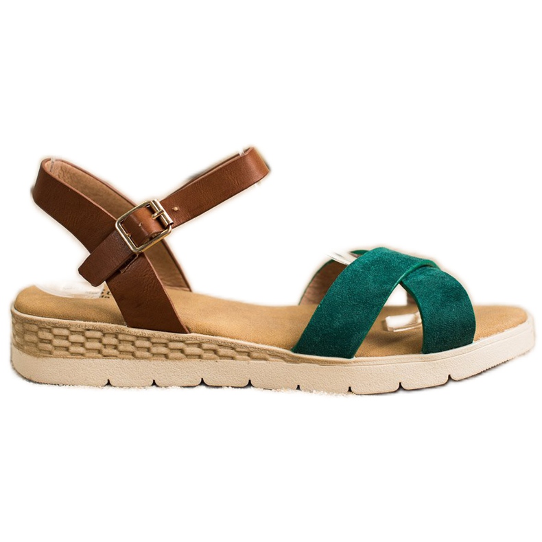 SHELOVET Sandalias casuales con hebilla marrón verde