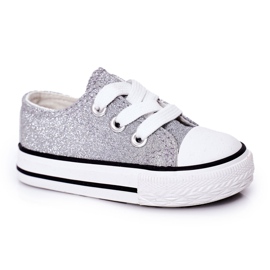 Zapatillas de zapatillas de plata con brillo infantil 888-1b