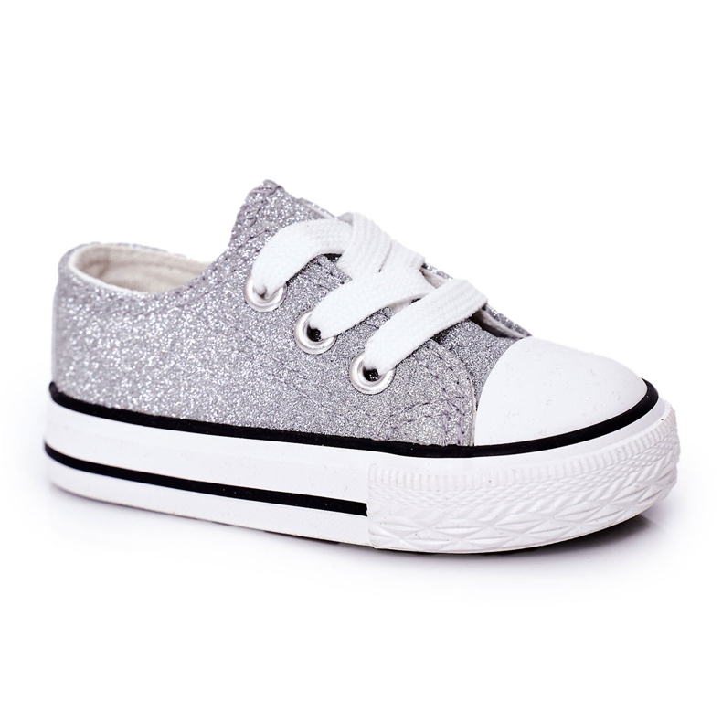 Zapatillas de zapatillas de plata con brillo infantil 888-1b