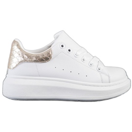 Weide Deportivas con inserto dorado blanco