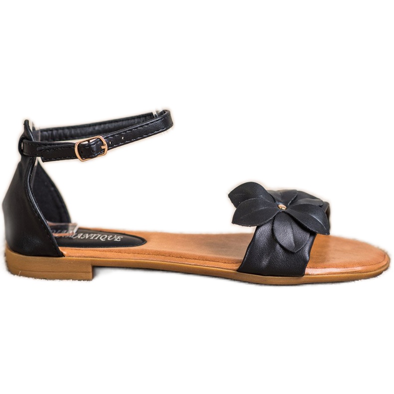 Diamantique Sandalias negras con flor negro