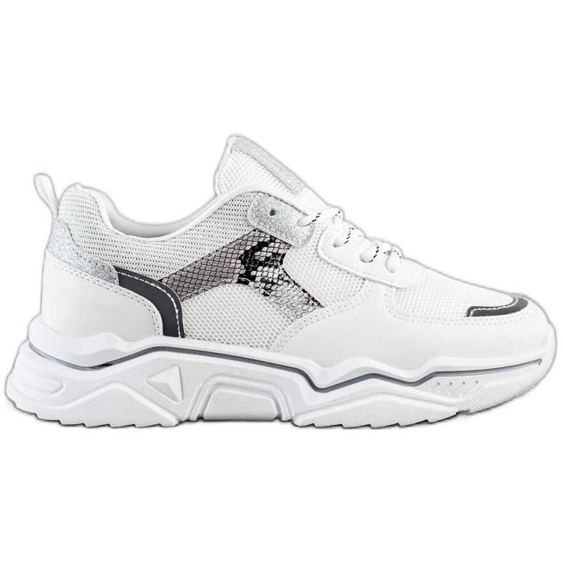 SHELOVET Zapatillas blancas con purpurina blanco