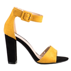 Goodin Sandalias negras en un poste alto negro amarillo