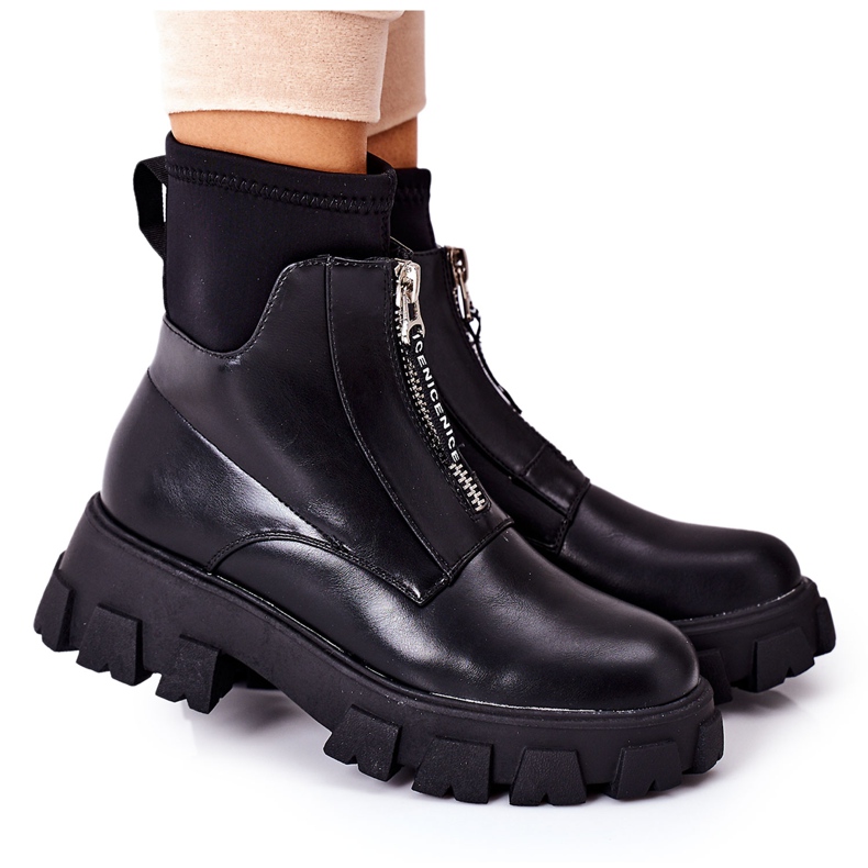 PS1 Botas de mujer Trabajadoras con cremallera Black Cheers negro