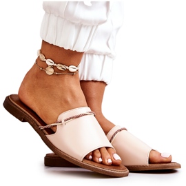 Chanclas de cuero de Lewski Shoes, Beige