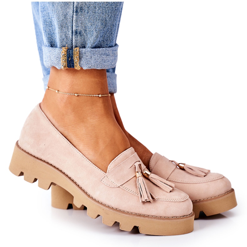 Mocasines de ante Lewski Shoes 3053 Cappuccino beige