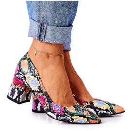 Zapatos de salón de cuero con estampado de piel de serpiente Lewski Shoes 2801 Colorful multicolor