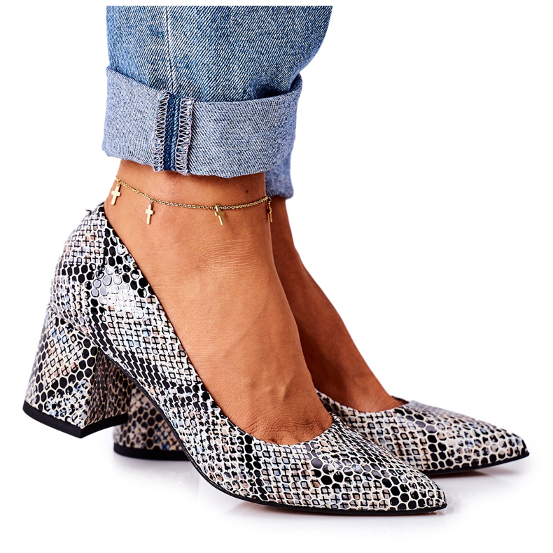Lewski Shoes Zapatos De Salón De Piel Con Estampado Animal Zapatos Lewski 2801 Negro-Azul